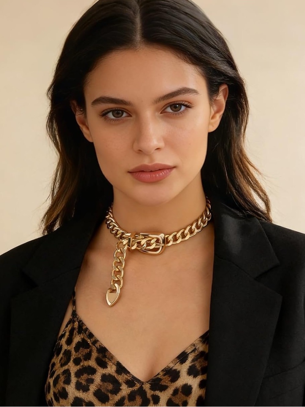 Gold Chunky Chain Belt Choker Necklace - Picture 6 of 7